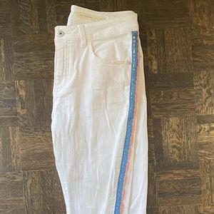 Pilcro High-Rise Skinny White Embellished Jeans 30